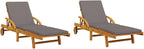 Camping Chairs Patio Furniture Beach Chair Outdoor Chairs Sun Loungers 2 pcs with Cushions 78.7"x26.8"x32.7" Solid Wood Acacia for Poolside Backyard and Beach