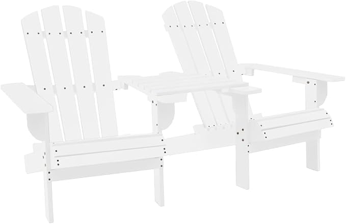 Patio Adirondack Chairs with Tea Table,Garden Chair,Leisure Chair,Bistro Chair,Leisure Chair,Camping Chair,Outdoor Chairs,Conversation Chair,for Patio,Balcony,Party, Solid Wood Fir White