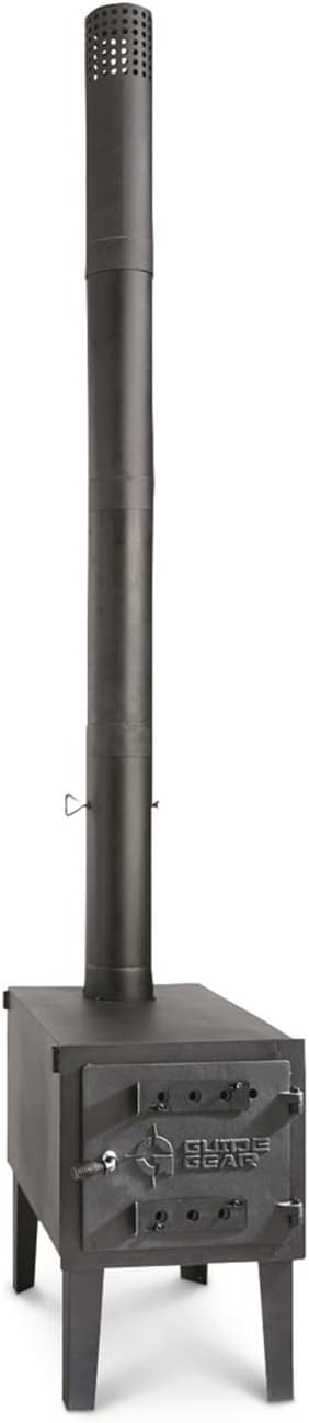 Guide Gear Large Outdoor Wood Burning Stove Portable with Chimney Pipe for Cooking, Camping, Tent, Hiking, Fishing, Backpacking