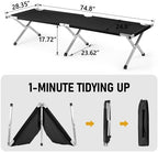 Portable Folding Camping Cot, Heavy Duty Sleeping Bed with Carrying Bag, 610D Oxford Cloth & Lightweight Aluminum Frame, 275lbs Load, Outdoor Cot for Adults, Travel, Hiking, Office (Black, 4 Pack)