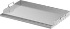 Skyflame 25"x16" Stainless Steel Griddle Plate for BBQ, Hibachi, Flat Top Grill with Even Heating, Grease Groove, Foldable Handles, Ideal for Charcoal/Gas Grills, Camping, Tailgating, Outdoor Cooking