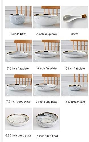 GaRcan Dinner Plate Marble Ceramic Plates Gold Inlay Steak Plate Nordic Style Tableware Bowl Dessert Dinner Dish for Kitchen Dinnerware Set