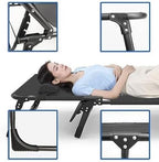 Portable Folding Adult Bed with Removable Pillow, Adjustable Recliner Camping Cot for Office, Beach & Outdoor Use(190x68cm)