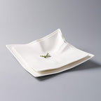 Camping Plates Ceramic Tableware Features Hotel Special-Shaped Irregular Origami Edge Square Cold Dish Creative Fusion Shallow Plate Decorative Plate(9 in)