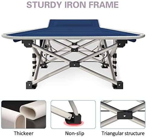 Camping Cot with Comfortable Mattress Cots for Sleeping Premium Fabric Camping Bed Easy Setup Folding Cot with Carry Bag for Guest Bed Adults Home Office Outdoor