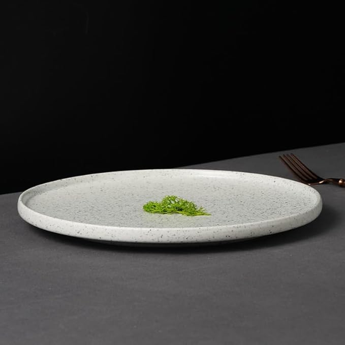 Camping Plates Dinner Plate Western Food Round Salad Plate High Edge Round Flat Plate Hotel Club Creative Ceramic Tableware Decorative Plate