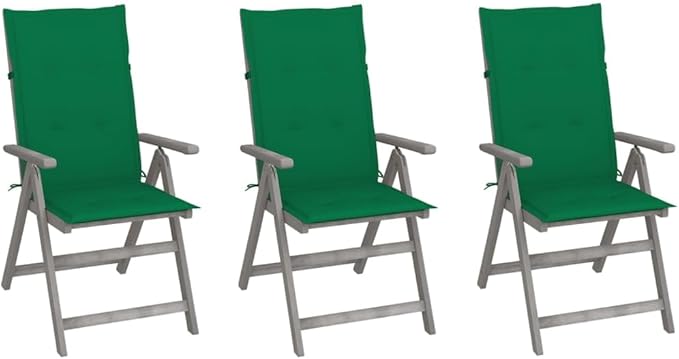 Patio Reclining Chairs,Camp Chair,Barbecue Chairs,Fishing Chairs,Bistro Chair,Coffee Chair,Patio Funiture,for Dining Room,Living Room,Study Room,Garden,3 pcs with Cushions Solid Acacia Wood