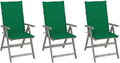 Patio Reclining Chairs,Camp Chair,Barbecue Chairs,Fishing Chairs,Bistro Chair,Coffee Chair,Patio Funiture,for Dining Room,Living Room,Study Room,Garden,3 pcs with Cushions Solid Acacia Wood