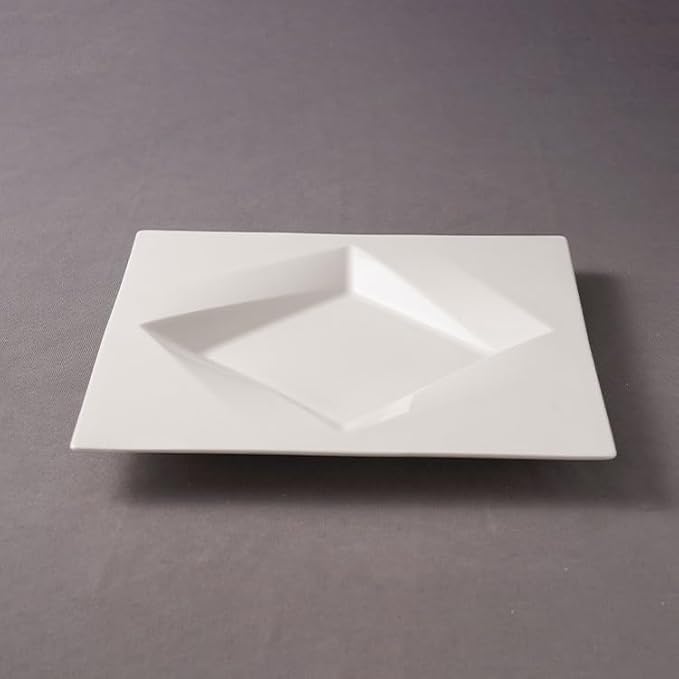 Camping Plates Restaurant Ceramic Tableware Western Steak Dessert Plate Rotating Square Plate White Special-Shaped Plate Decorative Plate