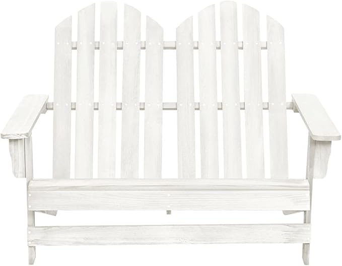 2-Seater Patio Adirondack Chair,Outdoor Chairs,Leisure Chair,Reception Chair,Garden Chair,Decorative Chair,Camping Chair,Conversation Chair,for Patio,Balcony,Party,Solid Wood Fir White