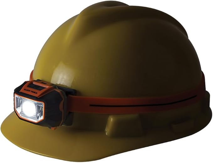 Klein Tools 56220 LED Light, Hard Hat Headlamp, Flood and Spot Light Tilts 45 Degrees, Anti-Slip Strap, for Work and Outdoor Hiking, Camping