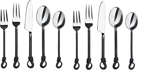 Twist and Shout Stainless Steel Flatware Set Service for Persion Modern Silverware Utensils Set Kitchen Restaurant, Wedding, Party Dinnerware Accessories (2 Set)