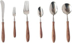 Silverware Flatware Cutlery Set， 6/24/36/48/60/72pcs Steak Knife and Fork Cutlery Wooden Handle Spoon Cutlery Set 304 Stainless Steel Dessert Fork and Spoon，Silver-60 Pieces for 10