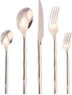 Premium 304 Stainless Steel Flatware Set, 5-60pcs Cutlery Set with Knives, Forks, and Spoons, Elegant Black & Rose Gold Finish, Durable and Stylish Silverware for Dining