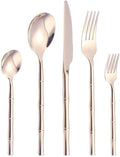 Premium 304 Stainless Steel Cutlery Set - 5/20/30/40/50/60pcs Silverware Flatware, Elegant Black Handle Knife, Fork & Spoon Set, Rose Gold Option Available, Perfect for Dining & Entertaining