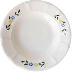 Camping Plates Hand-Painted Lace Ceramic Dinner Plate Household Large Bone China Dinner Plate Suitable for Pasta Salad and Other Western Food Tableware Decorative Plate