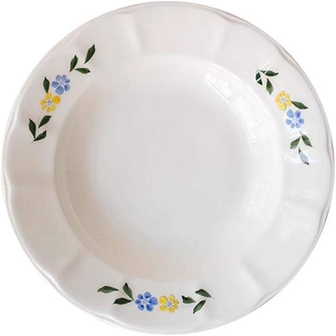 Camping Plates Hand-Painted Lace Ceramic Dinner Plate Household Large Bone China Dinner Plate Suitable for Pasta Salad and Other Western Food Tableware Decorative Plate