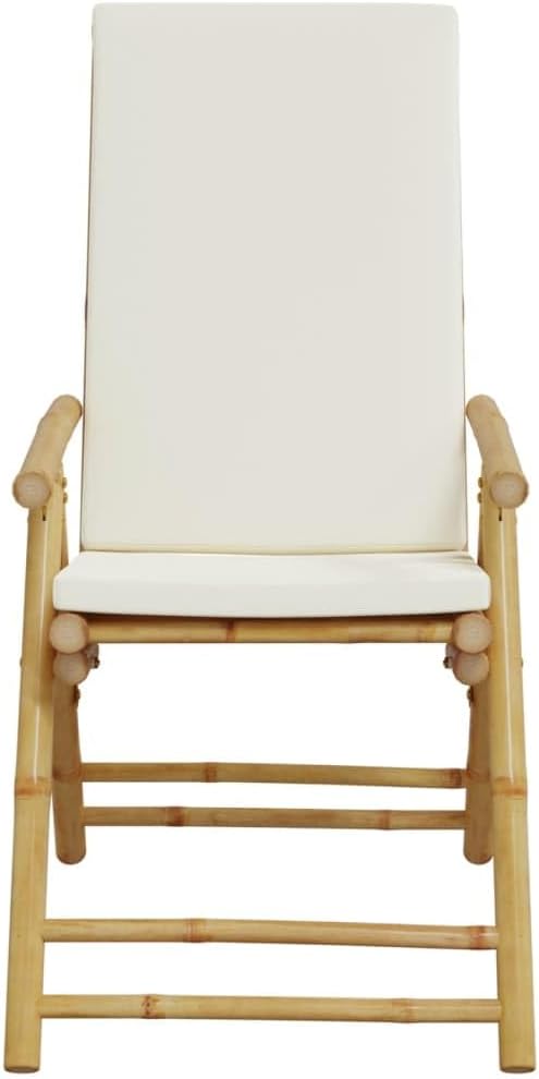Folding Patio Reclining Chairs 2 pcs with Cushions Bamboo Lounge Chair Camping Chair Lawn Chairs Living Room Chairs for Bedroom Patio Outdoor Dining