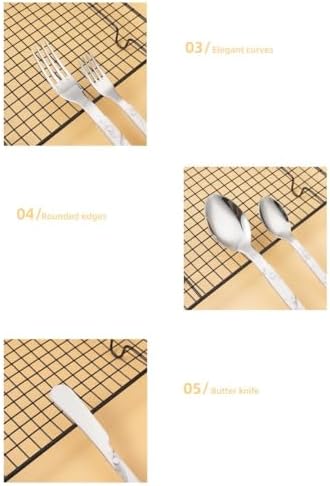 Cutlery Set Pieces Service Stainless Steel Titanium Flatware,Silverware Flatware Cutlery Set， 6/24/36/48 Piece Tableware Steak Knife， Fork Spoon Butter Knife Dessert Spoon ABS Rivet Handle