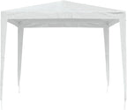 White Polyethylene Party Tent with Iron Frame 8.2 x 8.2 ft Outdoor Canopy for Gatherings and Celebrations, Waterproof and UV Resistant, Easy Setup, Durable Shelter