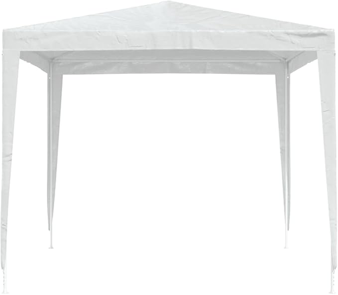 White Polyethylene Party Tent with Iron Frame 8.2 x 8.2 ft Outdoor Canopy for Gatherings and Celebrations, Waterproof and UV Resistant, Easy Setup, Durable Shelter
