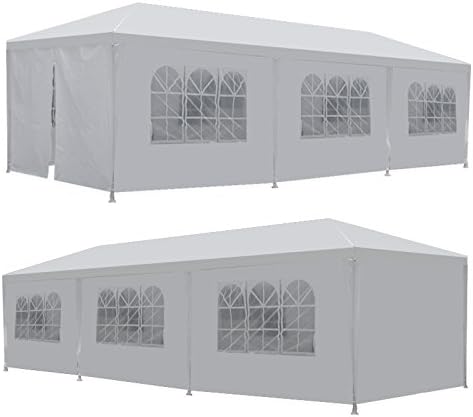 Smartxchoices 10' x 30' Outdoor Waterproof Gazebo Canopy Tent with Removable Sidewalls and Windows Heavy Duty Tent for Party Wedding Events Beach BBQ, White