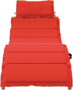 Sun Lounger with Cushion Red Solid Wood Acaciaoutdoor Lounge Chairs Camping Chairs Tanning Chair Patio chairsSuitable for Gardens, courtyards