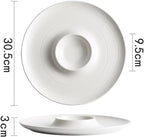 Camping Plates 9.5-inch Brushed White Thick Soup Creative Noodles Hotel Service Breakfast Tableware Dish Volcano Plate Restaurant Dessert Decorative Plate(12 in)