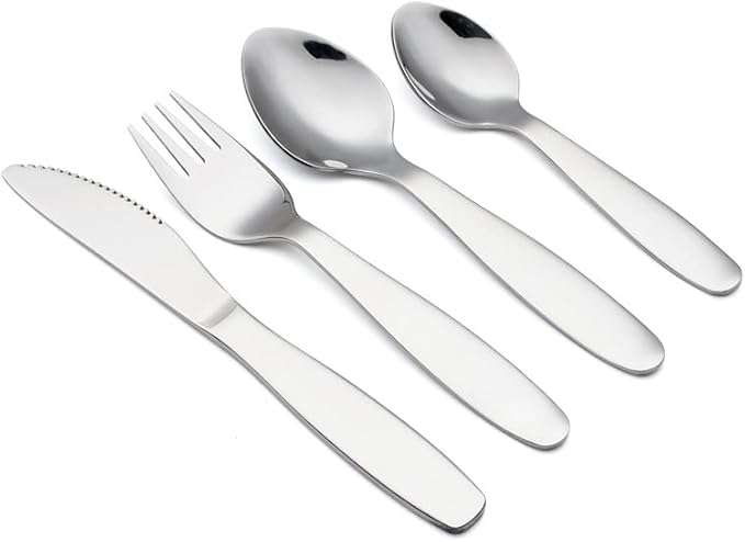 304 Stainless Steel Silverware Set, 16-Piece Flatware Cutlery Set for 4, Includes Knife, Fork, Spoon, Elegant Black Handle, Perfect for Dining and Entertaining