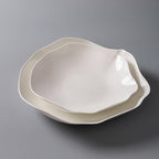 Camping Plates 10-inch Hotel Kitchen Tableware Special-Shaped Pure White Cold Dish Stir-Fry Plate Chinese Style Irregular Creative Club Decorative Plate(10 in)