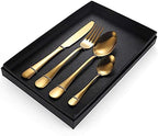 Stainless Steel Silverware Set, 16-Piece Flatware Cutlery Set for 4, Durable Black Handle Knife, Fork & Spoon, Ideal for Home & Kitchen, 304 Grade Quality