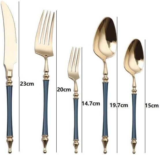 Cutlery Set Pieces Service Stainless Steel Titanium Flatware,16-piece Flatware Set, 4 Servings Tableware, Stainless Steel Cutlery, Including Knife, Fork and Spoon Teaspoon with Gold Wooden