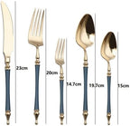Cutlery Set Pieces Service Stainless Steel Titanium Flatware,16-piece Flatware Set, 4 Servings Tableware, Stainless Steel Cutlery, Including Knife, Fork and Spoon Teaspoon with Gold Wooden