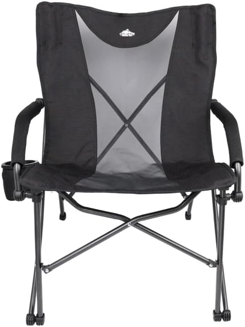 Cascade Mountain Tech Heavy Duty Folding Camp Chair, Black
