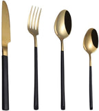 Cutlery Set Pieces Service Stainless Steel Titanium Flatware,Silverware Flatware Cutlery Set, 304 Stainless Steel Tableware Set for Home Hotel Steak Knife Fork Spoon Coffee Spoon (Black 10S