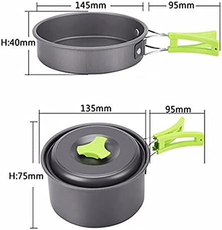 Portable Camping Tableware Cooking Set Outdoor Cookware Pan Pot Bowl Spoon Utensils for Hiking Picnic Travel Wild Campismo(B)
