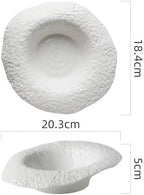 Camping Plates 8-inch Ceramic Salad Bowl, Special-Shaped Creative, Deep Dish, Vegetable, Western Restaurant Pasta Plate, Kitchen Service Tableware Decorative Plate(8 in)