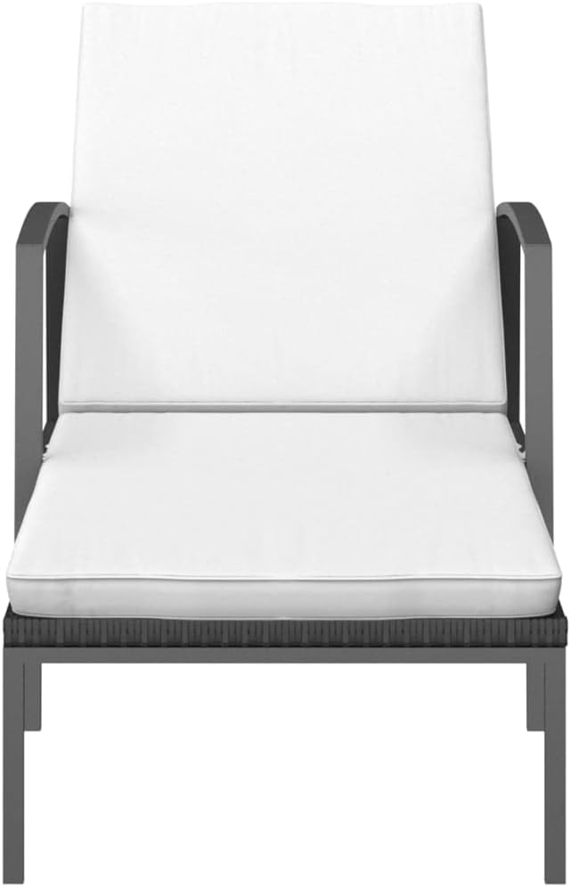 Camping Chairs Outdoor Chairs Beach Chair Patio Furniture Patio Sun Lounger with Cushion Poly Rattan Black for Outside,Camping,Patio, Poolside, Beach