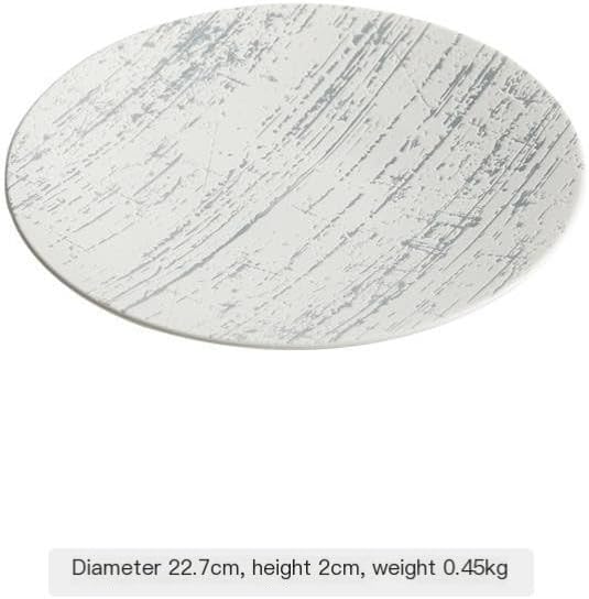 Camping Plates Ceramic Dinner Plate Nordic Simple Western Home Hotel Tableware Cold Dish Decorative Plate(8.9inch)