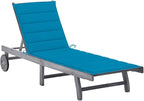 Camp Chairs Lawn Chairs recliningPatio Sun Lounger with Cushion Gray Solid Wood AcaciaSuitable for Gardens, courtyards, and patios