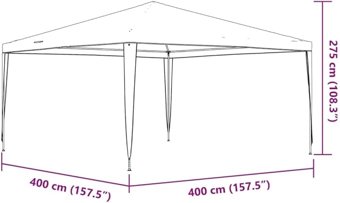 White Polyethylene Party Tent 13x13 Feet Water-Resistant UV-Resistant Adjustable Height for Outdoor Events Weddings BBQs