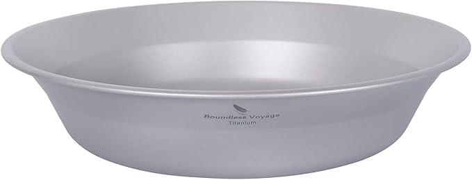 Boundless Voyage Ultralight Titanium Bowl Pan Plate Dish with Carry Bag Outdoor Camping Portable Tableware Cookware (Ti1112T (Shallow Bowl))
