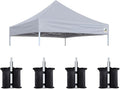 Eurmax USA Pop Up Canopy Replacement Canopy Tent Top Cover, Instant Canopy Top Cover ONLY,Bonus 4PC Pack Weight Bag (8x8, Grey)