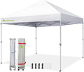 Anytee-10x10 Pop Up Canopy Tent, Easy Up Waterproof Outdoor Canopy with Wheeled Bag, Sun Shade for Patio, Backyard, Parties, Camping-White