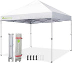 Anytee-10x10 Pop Up Canopy Tent, Easy Up Waterproof Outdoor Canopy with Wheeled Bag, Sun Shade for Patio, Backyard, Parties, Camping-White