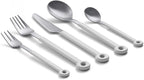 mono Ring Flatware Sets in Black, White, Blue and Grey (White, 5pc Set)