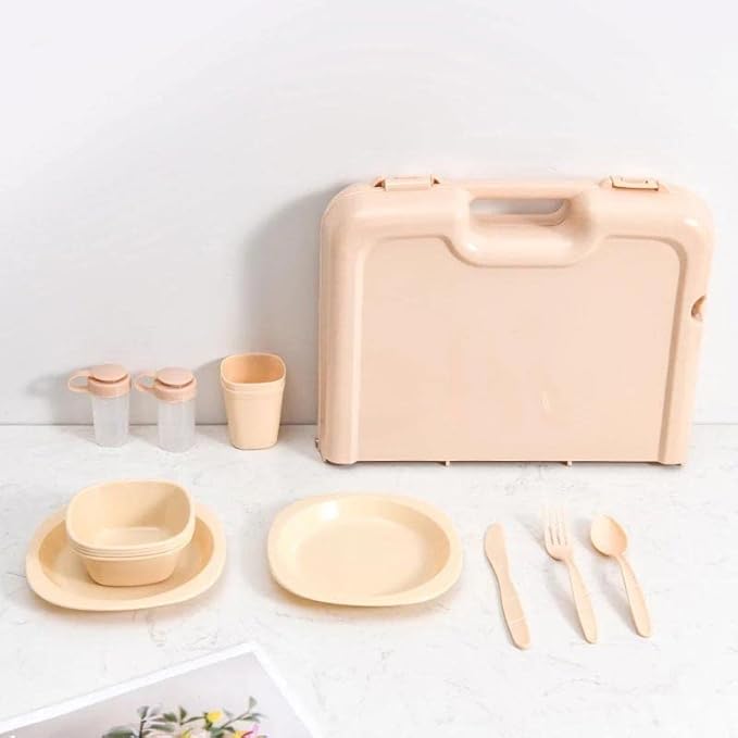 27 Pcs Picnic Camping Cookware Outdoor Reusable Plates Tableware Dishes Set Hiking Spoon Dish Bow Kit (Color : A) (B)