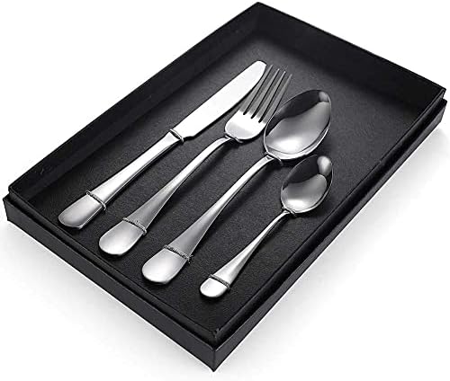 Stainless Steel Silverware Set, 16-Piece Flatware Cutlery Set for 4, Durable Black Handle Knife, Fork & Spoon, Ideal for Home & Kitchen, 304 Grade Quality