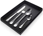 Stainless Steel Silverware Set, 16-Piece Flatware Cutlery Set for 4, Durable Black Handle Knife, Fork & Spoon, Ideal for Home & Kitchen, 304 Grade Quality