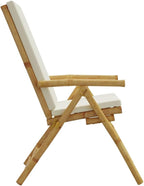 Folding Patio Reclining Chairs 2 pcs with Cushions Bamboo Lounge Chair Camping Chair Lawn Chairs Living Room Chairs for Bedroom Patio Outdoor Dining